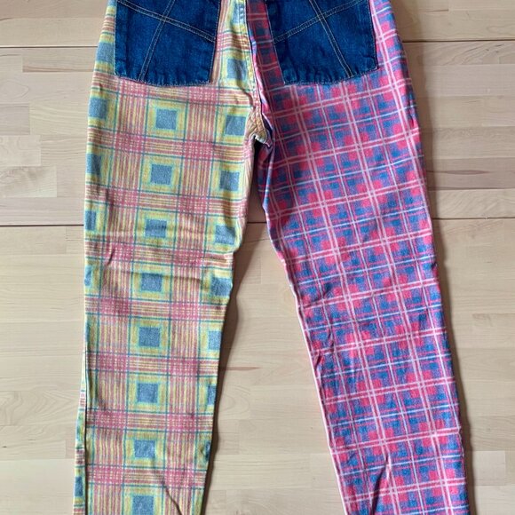 The Ragged Priest Women's Plaid Colorblock Straight Leg Denim Jeans size 28 - Picture 4 of 6